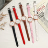 Ladies Luxury Quartz Watch Alloy Case Imitation Leather Strap Stainless Steel Buckle Round Dial Casual Style