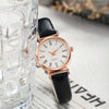 Ladies Luxury Quartz Watch Alloy Case Imitation Leather Strap Stainless Steel Buckle Round Dial Casual Style