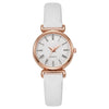 Ladies Luxury Quartz Watch Alloy Case Imitation Leather Strap Stainless Steel Buckle Round Dial Casual Style