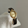 Ladies Luxury Retro Fashion Oval Dial Leather Band Metal Case Watch