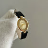 Ladies Luxury Retro Fashion Oval Dial Leather Band Metal Case Watch