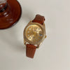 Ladies Metal Casual Round Dial Medieval Style Watch With Convex Lens Design And Calendar