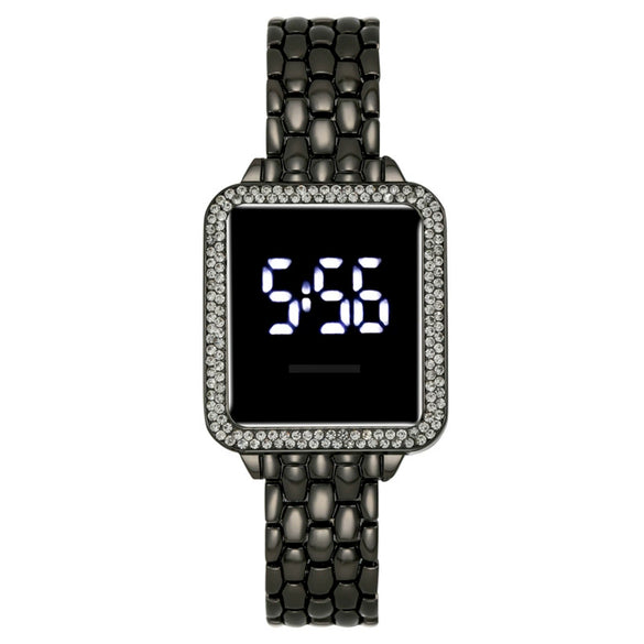 Ladies Metal Fashion Led Rectangle Dial Touch Screen Electronic Watch