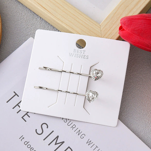 Ladies Metal Pearl Crystal Diamond Hairpin Clip With Electroplating Square And Round Shape