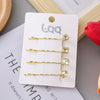 Ladies Metal Pearl Crystal Diamond Hairpin Clip With Electroplating Square And Round Shape