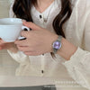 Ladies Metal Square Dial Fashion Casual Quartz Watch With Steel Band