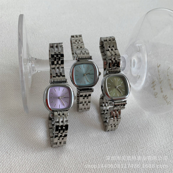 Ladies Metal Square Dial Fashion Casual Quartz Watch With Steel Band