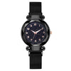 Ladies Metal Strap Fashionable Magnet Digital Starry Sky Round Dial Watch