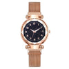 Ladies Metal Strap Fashionable Magnet Digital Starry Sky Round Dial Watch