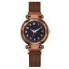 Ladies Metal Strap Fashionable Magnet Digital Starry Sky Round Dial Watch