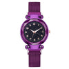 Ladies Metal Strap Fashionable Magnet Digital Starry Sky Round Dial Watch