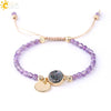 Ladies Minimalist Bracelet Natural Stone Alloy Accessories Gold Plated Amethyst Crystal Bud