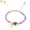 Ladies Minimalist Bracelet Natural Stone Alloy Accessories Gold Plated Amethyst Crystal Bud