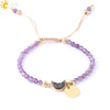 Ladies Minimalist Bracelet Natural Stone Alloy Accessories Gold Plated Amethyst Crystal Bud