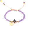 Ladies Minimalist Bracelet Natural Stone Alloy Accessories Gold Plated Amethyst Crystal Bud