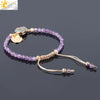 Ladies Minimalist Bracelet Natural Stone Alloy Accessories Gold Plated Amethyst Crystal Bud