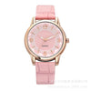 Ladies Multicolor Quartz Watch With Round Dial Alloy Case Imitation Leather Strap Leisure Style