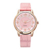Ladies Multicolor Quartz Watch With Round Dial Alloy Case Imitation Leather Strap Leisure Style