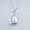 Ladies Necklace Copper Imitation Pearl Round Hollow Geometric Mixed Gem Microinlay Design