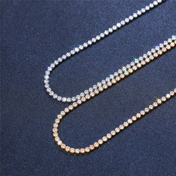 Ladies Necklace Copper Mixed Gem Inlay Geometric Rhinestone Chain