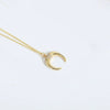Ladies Necklace Jewelry Copper Mixed Gemstone Inlay Crescent Moon Pendant O Chain Geometric Minimalist Natural Zirconia