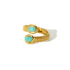 Ladies Niche Geometric Stainless Steel Ring Inlaid With Natural Stone And 18K Real Gold Electroplated