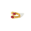 Ladies Niche Geometric Stainless Steel Ring Inlaid With Natural Stone And 18K Real Gold Electroplated