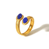Ladies Niche Geometric Stainless Steel Ring Inlaid With Natural Stone And 18K Real Gold Electroplated