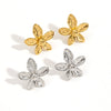 Ladies Personality Stainless Steel Flower Earrings With Electroplating