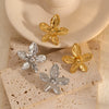 Ladies Personality Stainless Steel Flower Earrings With Electroplating