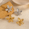 Ladies Personality Stainless Steel Flower Earrings With Electroplating
