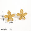 Ladies Personality Stainless Steel Flower Earrings With Electroplating