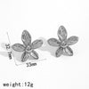 Ladies Personality Stainless Steel Flower Earrings With Electroplating