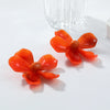 Ladies Plastic Resin Flower Painted Earrings