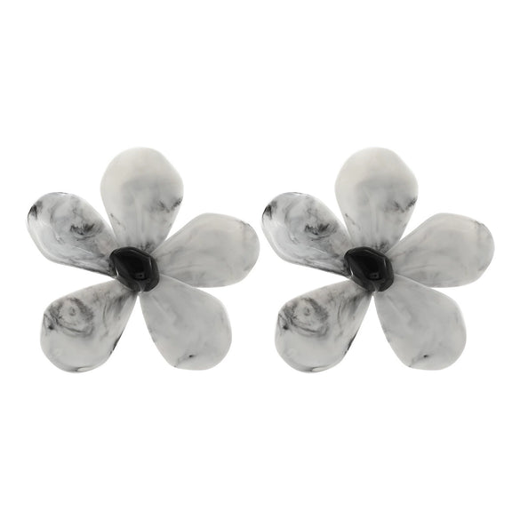 Ladies Plastic Resin Flower Painted Earrings