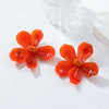 Ladies Plastic Resin Flower Painted Earrings