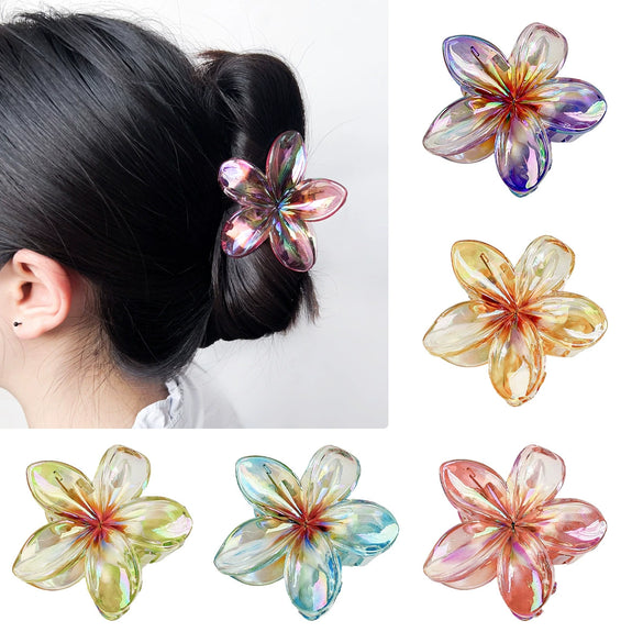 Ladies Plastic Resin Handmade Egg Flower Hairpin Hair Accessories Shark Clip