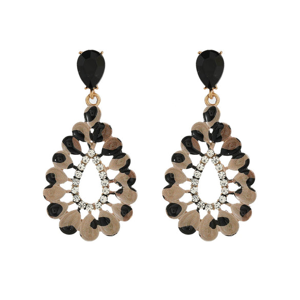 Ladies Plastic Resin Handmade Geometric Teardrop Pendant Exaggerated Leopard Temperament Earrings