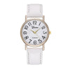 Ladies Plastic Shell Imitation Leather Strap Stainless Steel Buckle Round Dial Watch