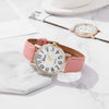 Ladies Plastic Shell Imitation Leather Strap Stainless Steel Buckle Round Dial Watch