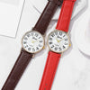Ladies Plastic Shell Imitation Leather Strap Stainless Steel Buckle Round Dial Watch