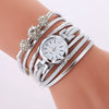 Ladies Quartz Bracelet Watch Alloy Case Imitation Leather Strap Round Dial Stainless Steel Clasp Leisure Style