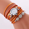 Ladies Quartz Bracelet Watch Alloy Case Imitation Leather Strap Round Dial Stainless Steel Clasp Leisure Style
