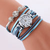 Ladies Quartz Bracelet Watch Alloy Case Imitation Leather Strap Round Dial Stainless Steel Clasp Leisure Style