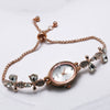 Ladies Quartz Bracelet Watch Stainless Steel Alloy Luxury Diamondstudded Oval Dial Leisure Style