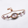 Ladies Quartz Bracelet Watch Stainless Steel Alloy Luxury Diamondstudded Oval Dial Leisure Style