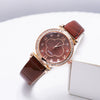 Ladies Quartz Leather And Alloy Watch With Fourleaf Clover Design Pu Strap Stainless Steel Buckle Round Dial