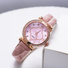 Ladies Quartz Leather And Alloy Watch With Fourleaf Clover Design Pu Strap Stainless Steel Buckle Round Dial