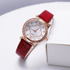 Ladies Quartz Leather And Alloy Watch With Fourleaf Clover Design Pu Strap Stainless Steel Buckle Round Dial