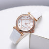 Ladies Quartz Leather And Alloy Watch With Fourleaf Clover Design Pu Strap Stainless Steel Buckle Round Dial